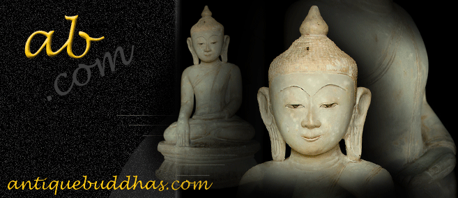 Extremely Rare 18C Alabaster Sitting Ava Buddha #NO.004.1